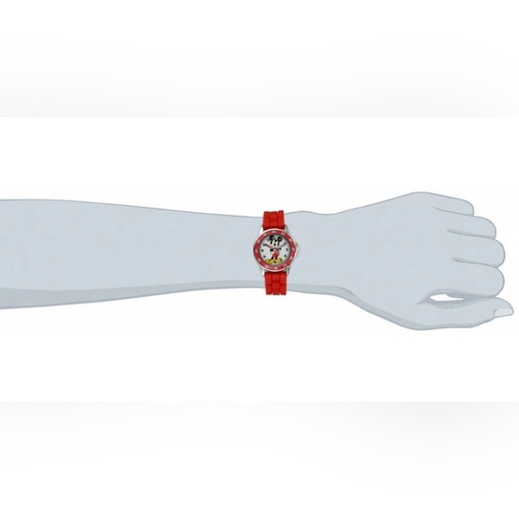 Disney Kids' MK1239 Time Teacher Mickey Mouse Watch with Red Rubber Strap - Picture 4 of 4